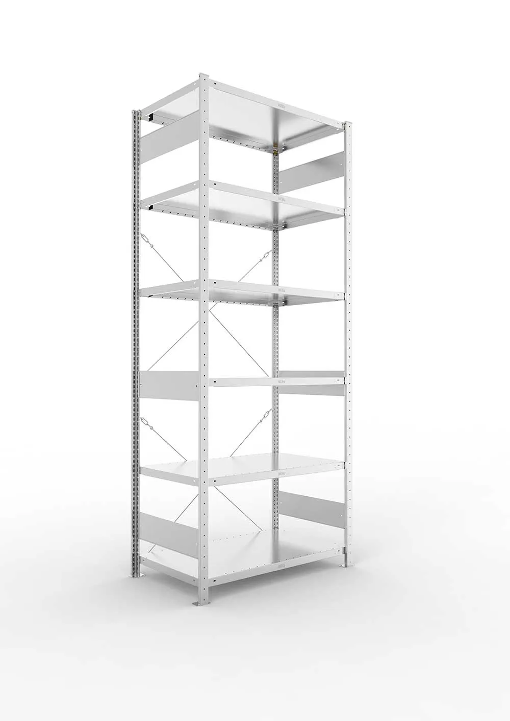 Metallregal Pro-Max Stecksystem Grundregal – 250×100×60 cm, 230 kg, verzinkt, 6 Böden