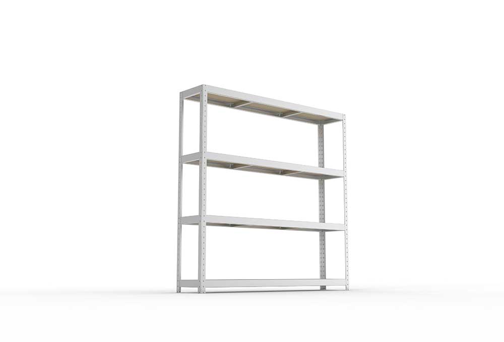 Schwerlastregal Lagerknecht 1970 x 2000 x 400 vzk kpl. mit 4 Fachebenen mit Spanplatten 19 mm – detaillierte Produktabbildung