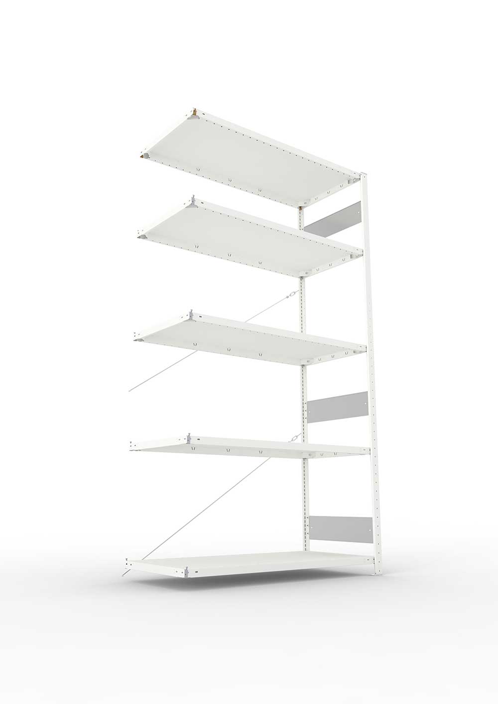 Metallregal Pro-Flex Stecksystem Anbauregal – 250×130×60 cm, 230 kg, RAL 7035, 5 Böden