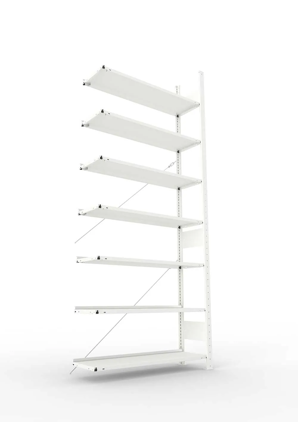 Büroregal Pro-Max Stecksystem Anbauregal – 250×100×30 cm, RAL 7035, einseitig