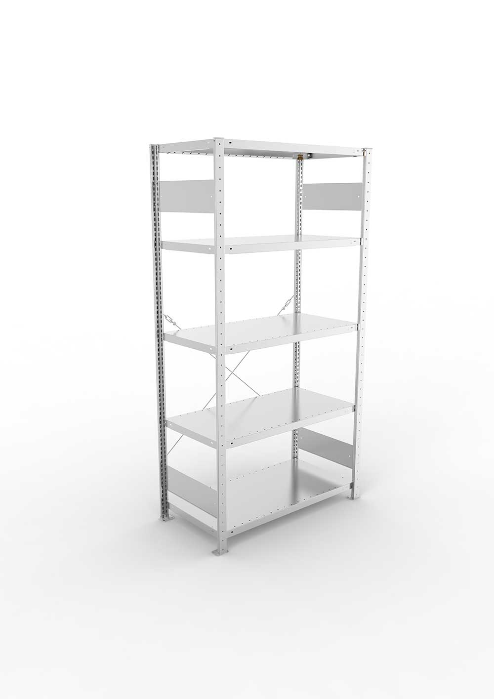Kellerregal Pro-Flex Stecksystem Grundregal – 200×100×50 cm, 230 kg, verzinkt, 5 Böden