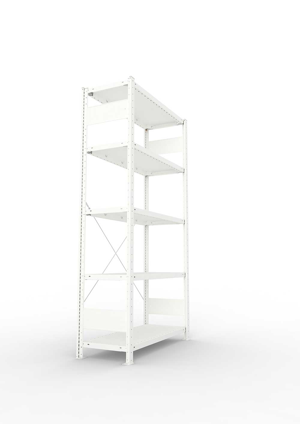 Metallregal Pro-Max Stecksystem Grundregal – 200×100×40 cm, 150 kg, RAL 7035, 5 Böden