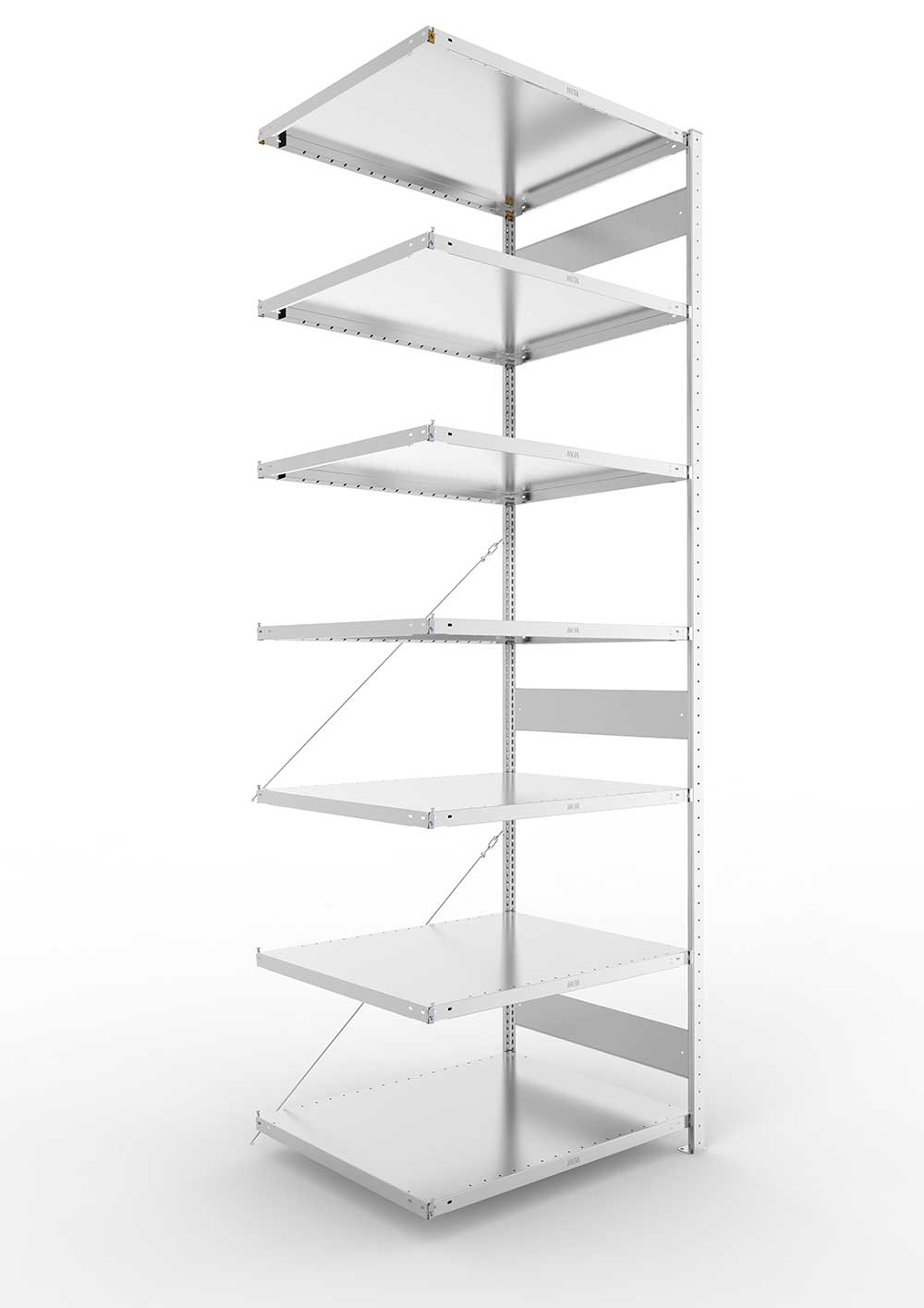 Metallregal Pro-Max Stecksystem Anbauregal – 300×100×80 cm, 230 kg, verzinkt, 7 Böden