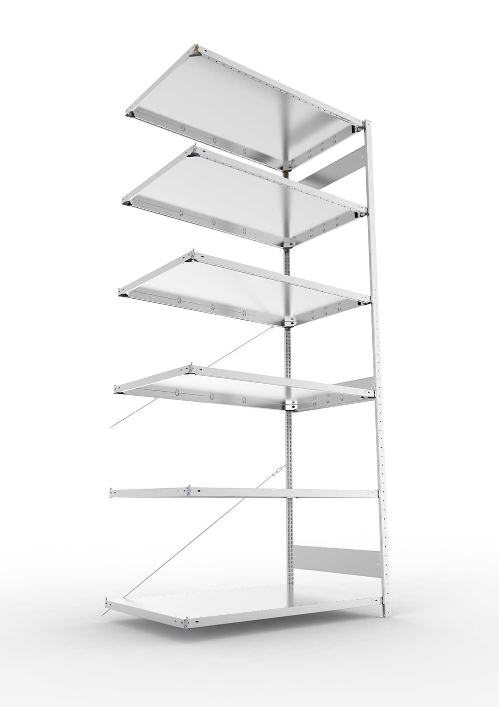 Metallregal Pro-Max Stecksystem Anbauregal – 300×130×80 cm, 230 kg, verzinkt, 6 Böden