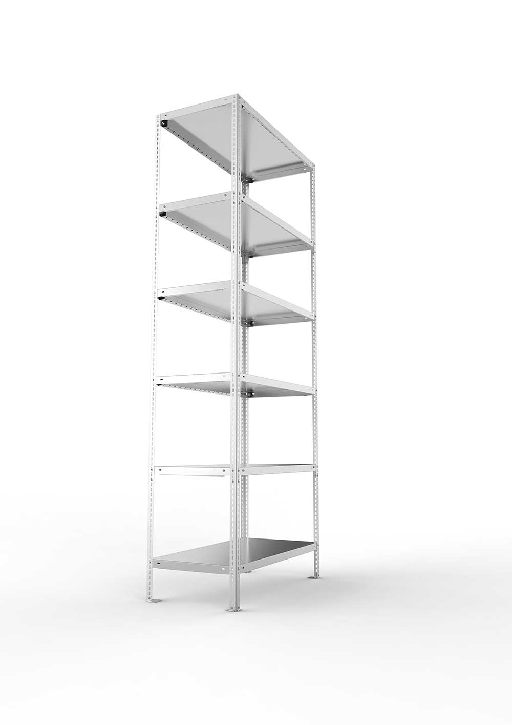 Kellerregal Pro Schraubsystem Grundregal 250×100×50 cm, 100 kg, 6 Böden, verzinkt