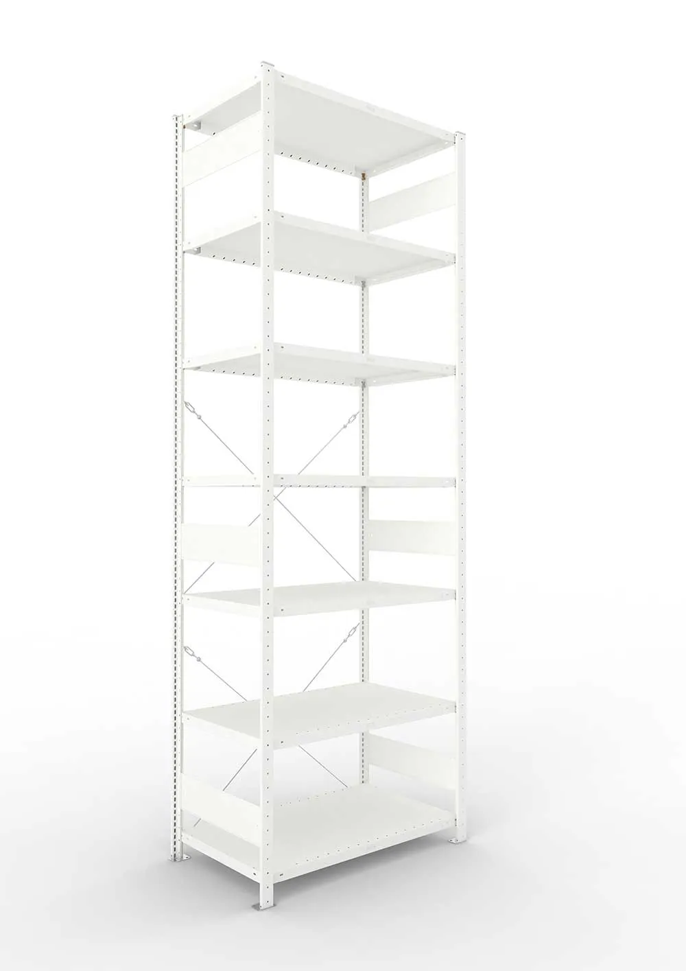 Metallregal Pro-Max Stecksystem Grundregal – 300×100×60 cm, 230 kg, RAL 7035, 7 Böden