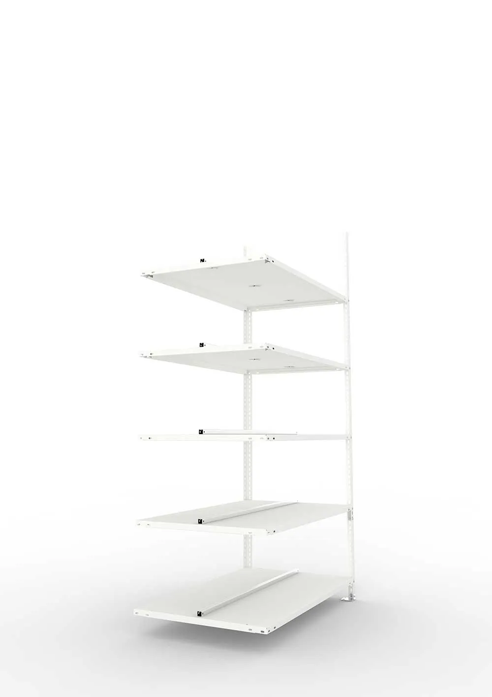 Büroregal Pro Schraubsystem Anbauregal – 185×100×60 cm, RAL 7035, doppelseitig