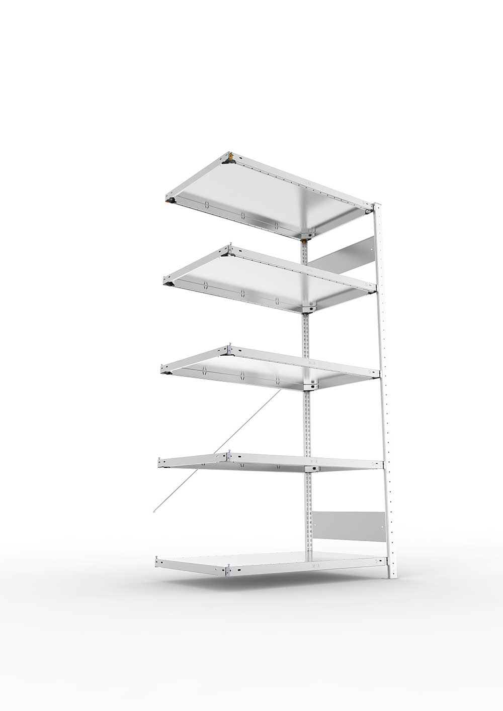 Metallregal Pro-Flex Stecksystem Anbauregal – 200×100×60 cm, 150 kg, verzinkt, 5 Böden