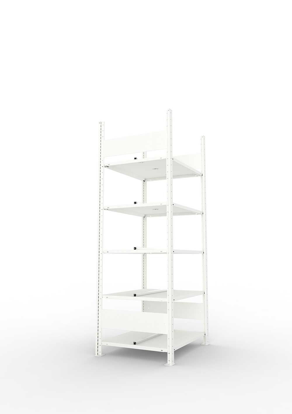 Büroregal Pro-Max Stecksystem Grundregal – 185×75×60 cm, RAL 7035, doppelseitig