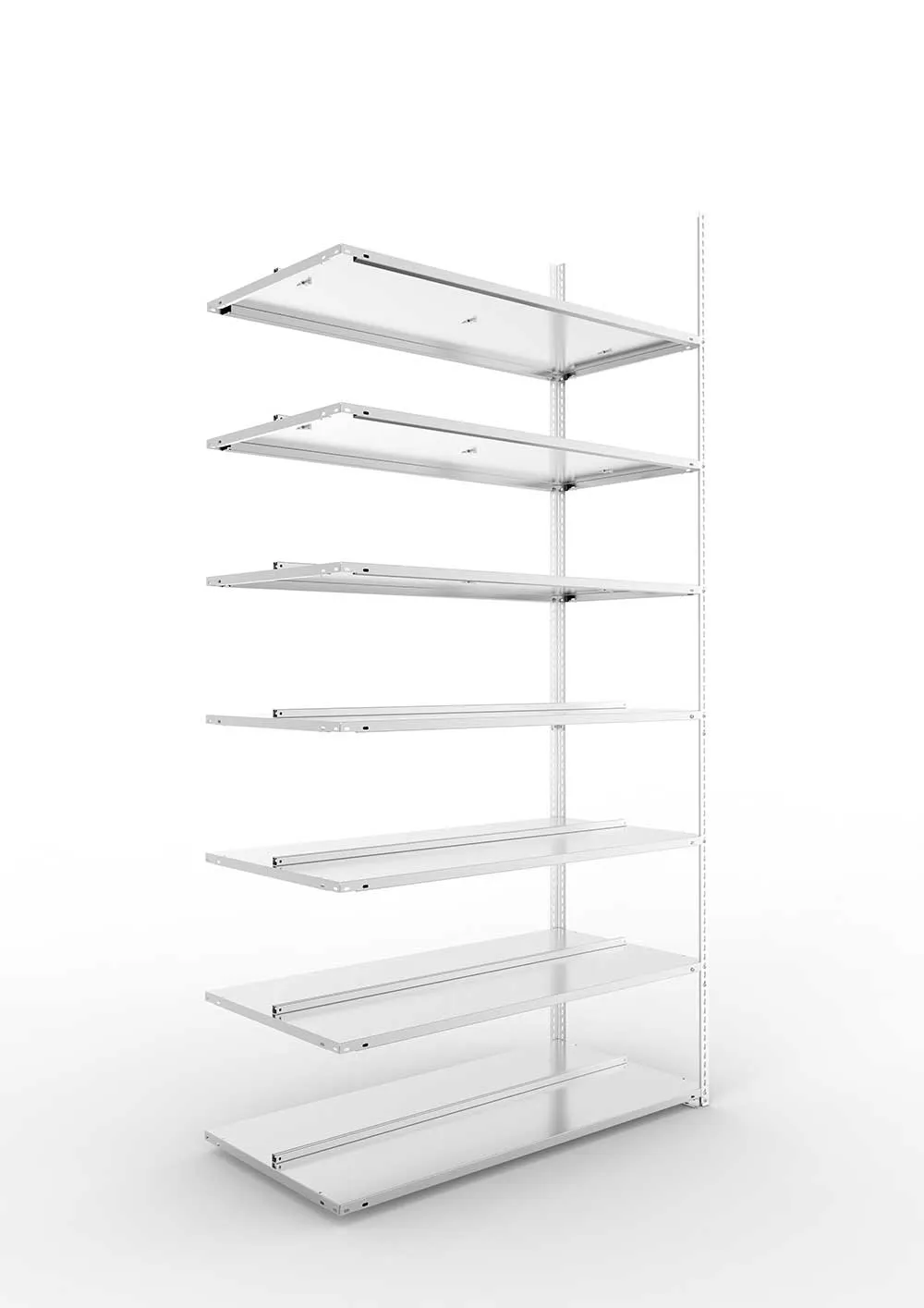 Büroregal Pro Schraubsystem Anbauregal – 250×125×60 cm, verzinkt, doppelseitig