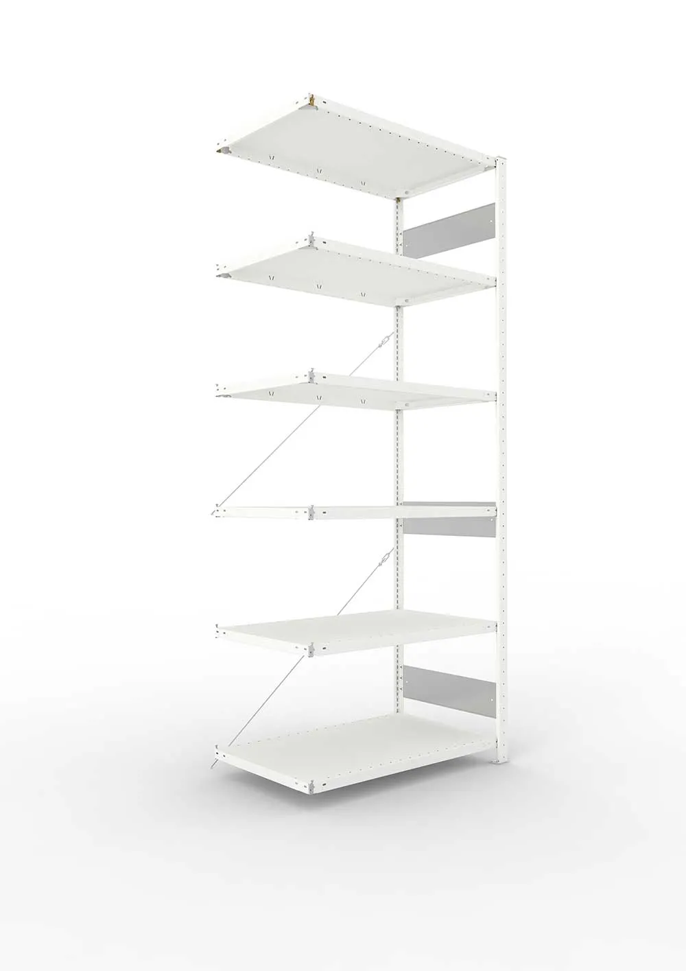 Metallregal Pro-Flex Stecksystem Anbauregal – 250×100×60 cm, 150 kg, RAL 7035, 6 Böden