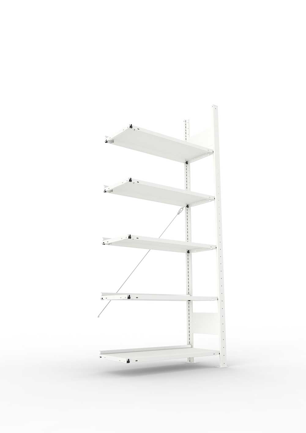 Büroregal Aktenregal Steckregal AR 1850 x 750 x 300 RAL 7035kpl. mit 5 Böden ohne Abdeckboden - einseitig – detaillierte Produktabbildung
