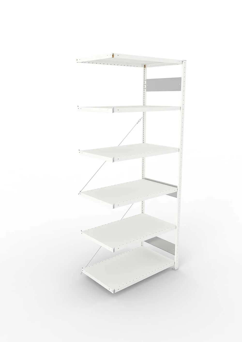 Metallregal Pro-Flex Stecksystem Anbauregal – 250×100×60 cm, 230 kg, RAL 7035, 6 Böden