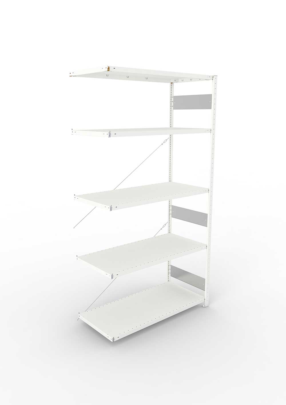 Metallregal Pro-Flex Stecksystem Anbauregal – 250×130×60 cm, 230 kg, RAL 7035, 5 Böden