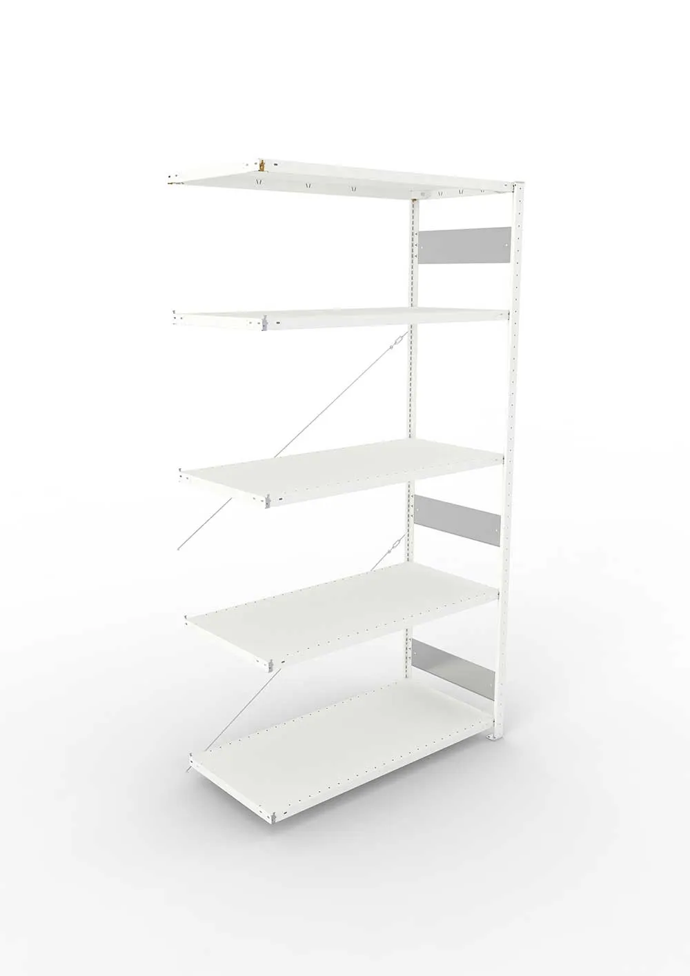 Metallregal Pro-Flex Stecksystem Anbauregal – 250×130×60 cm, 230 kg, RAL 7035, 5 Böden