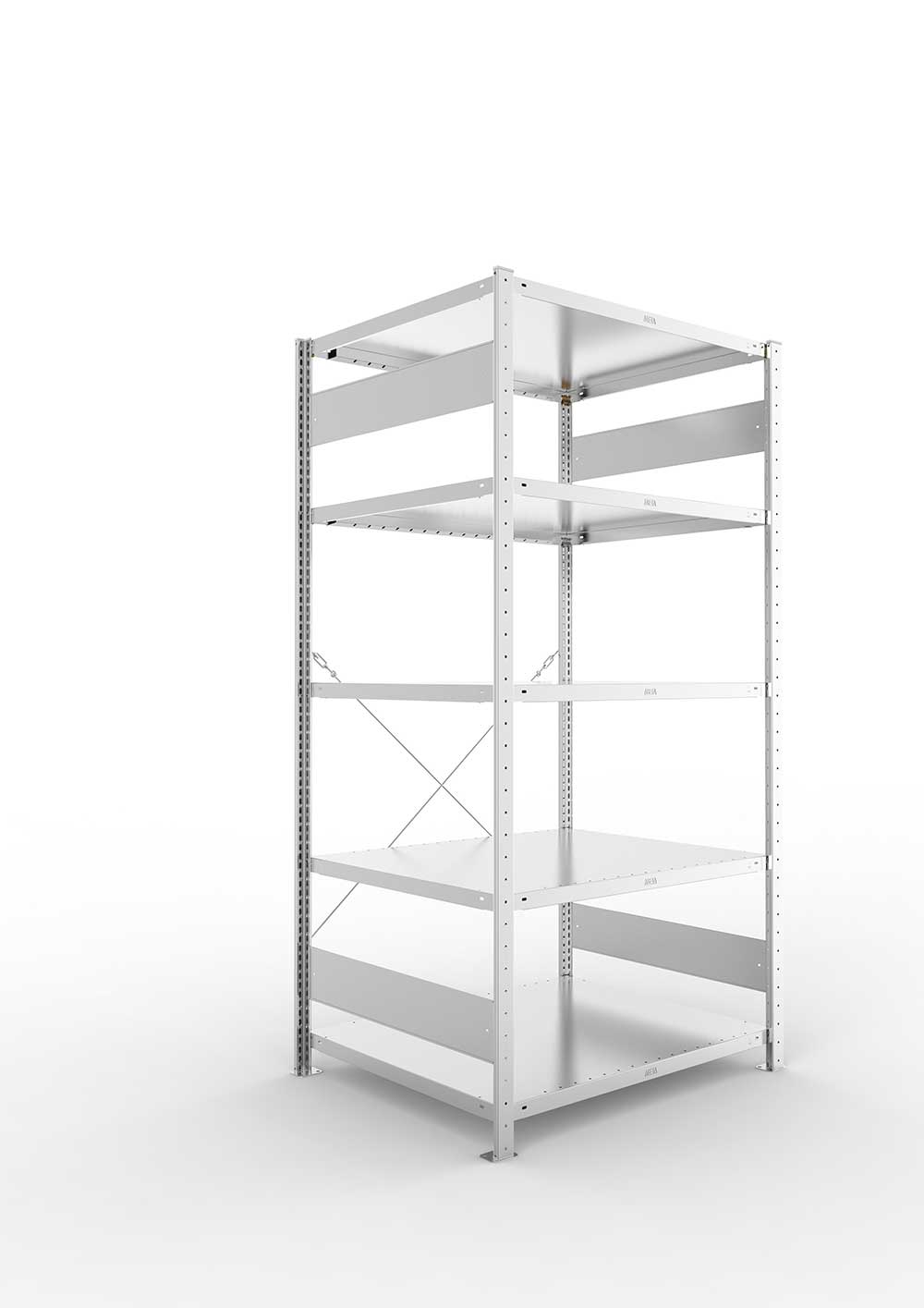 Metallregal Pro-Max Stecksystem Grundregal – 200×100×80 cm, 230 kg, verzinkt, 5 Böden