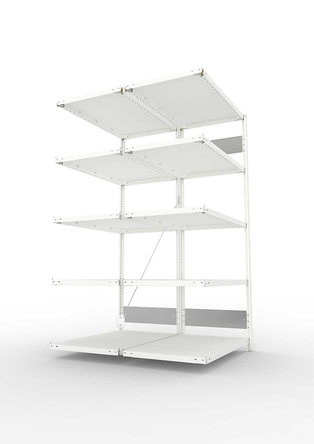 Metallregal Pro-Flex Stecksystem Doppelanbauregal – 200×100×60 cm, 150 kg, RAL 7035