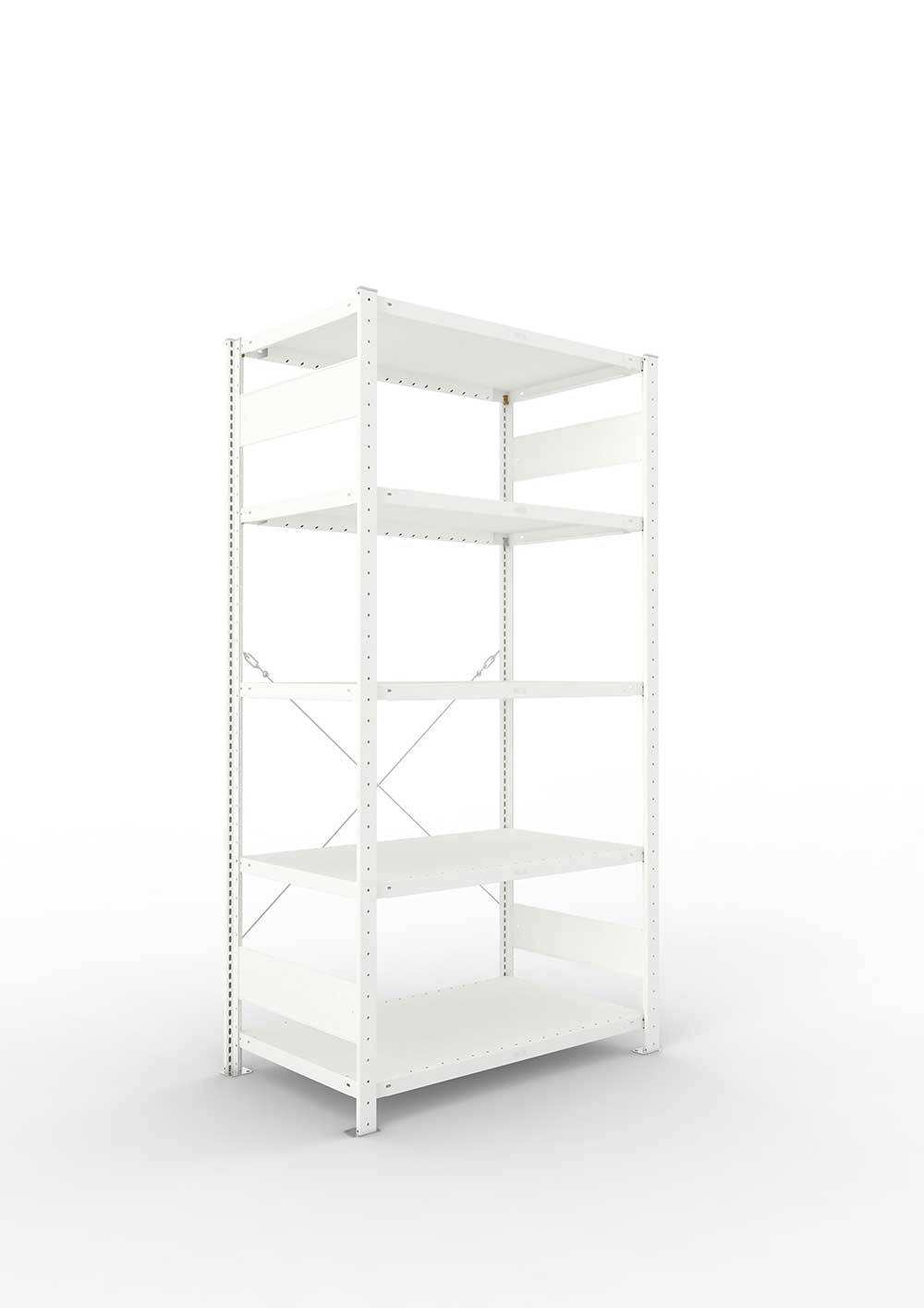 Metallregal Pro-Max Stecksystem Grundregal – 200×100×60 cm, 230 kg, RAL 7035, 5 Böden