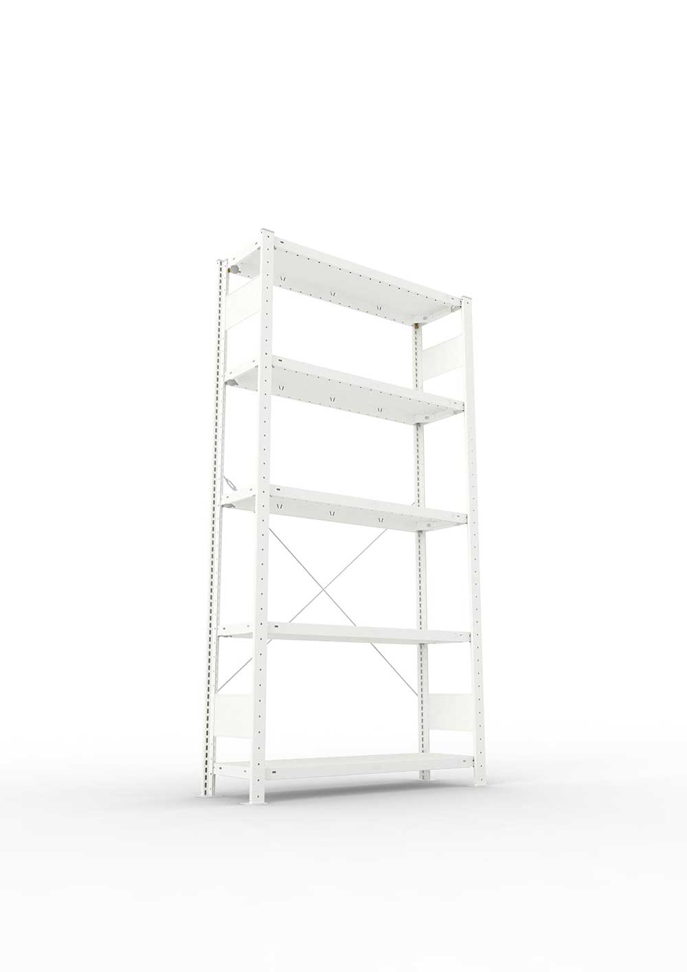 Metallregal Pro-Max Stecksystem Grundregal – 200×100×30 cm, 150 kg, RAL 7035, 5 Böden