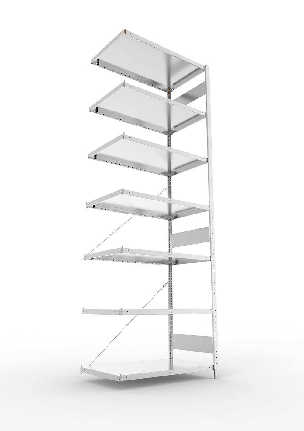 Metallregal Pro-Max Stecksystem Anbauregal – 300×100×60 cm, 230 kg, verzinkt, 7 Böden