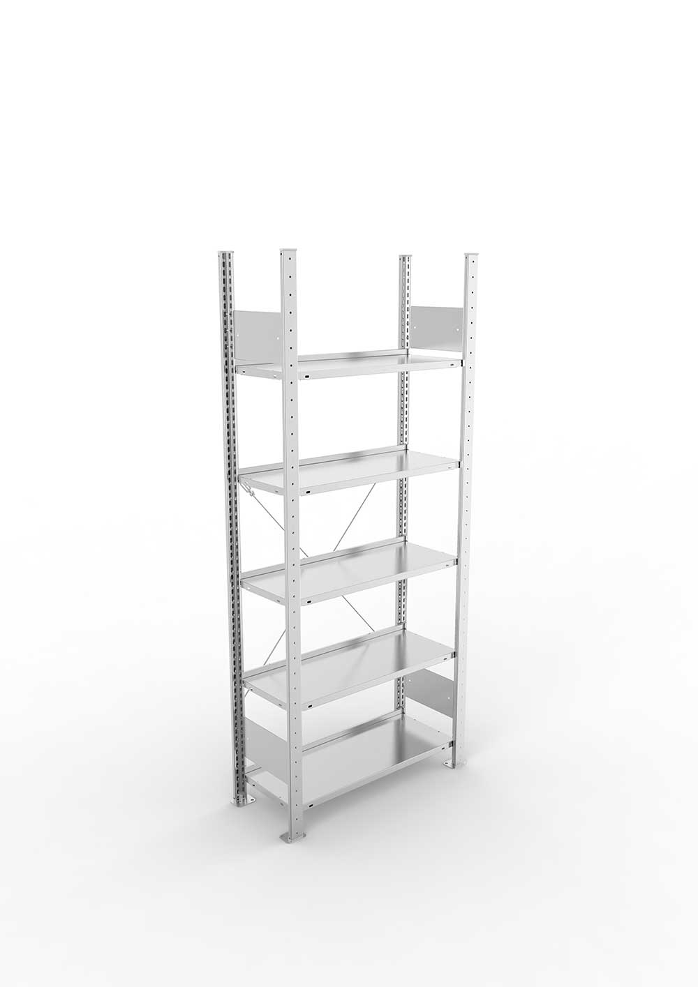Büroregal Pro-Flex Stecksystem Grundregal – 185×75×30 cm, verzinkt, einseitig