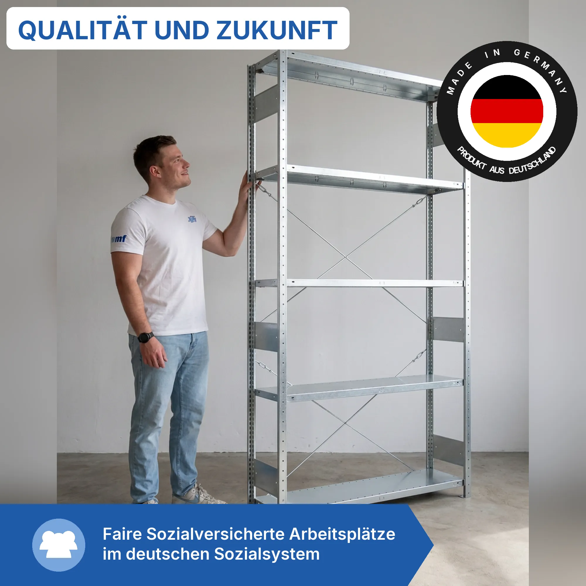 Schwerlastregal Pro-Flex Stecksystem Grundregal – 250×130×30 cm, 230 kg, verzinkt, 5 Böden