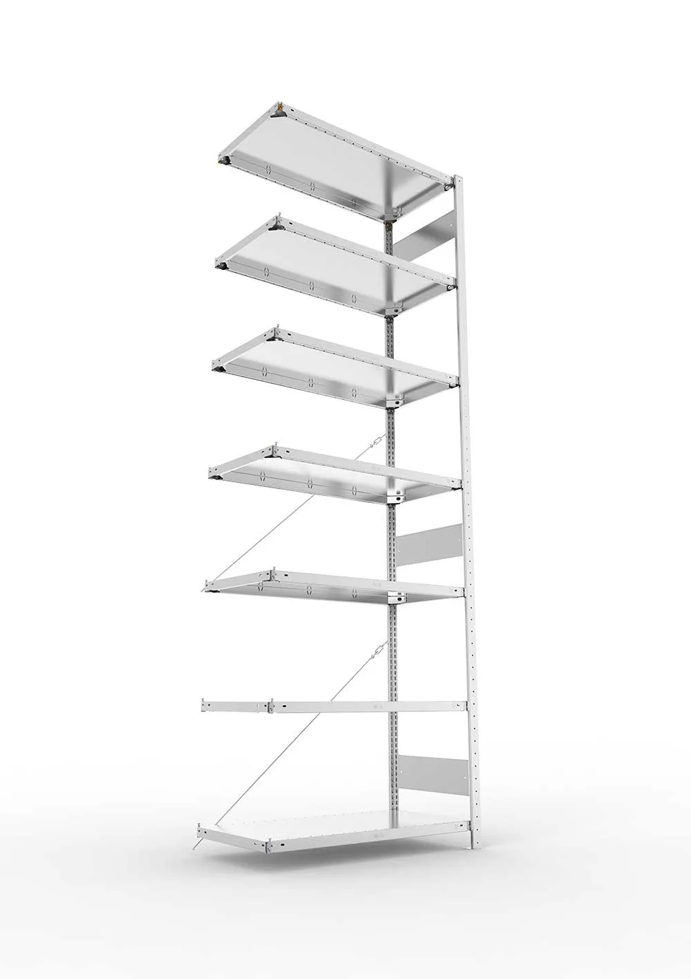 Metallregal Pro-Max Stecksystem Anbauregal – 300×100×50 cm, 150 kg, verzinkt, 7 Böden