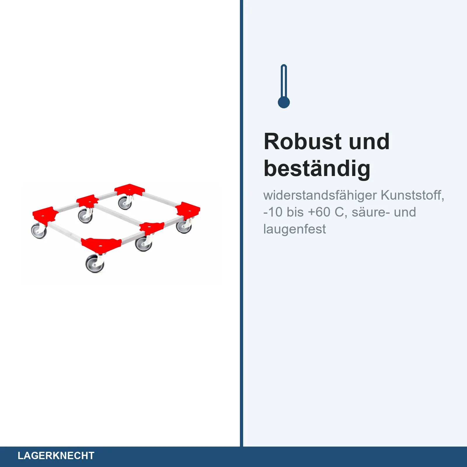 Transportroller VARIABLE - 800x600 - 1x unterteilt - Kunststoffräder 6 Lenkrollen Rot