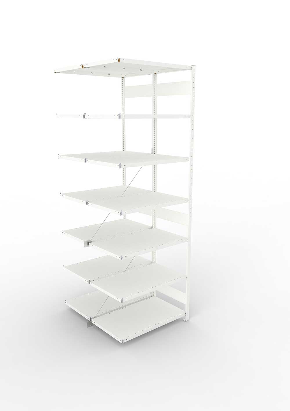 Metallregal Pro-Max Stecksystem Doppelanbauregal – 300×100×60 cm, 150 kg, RAL 7035