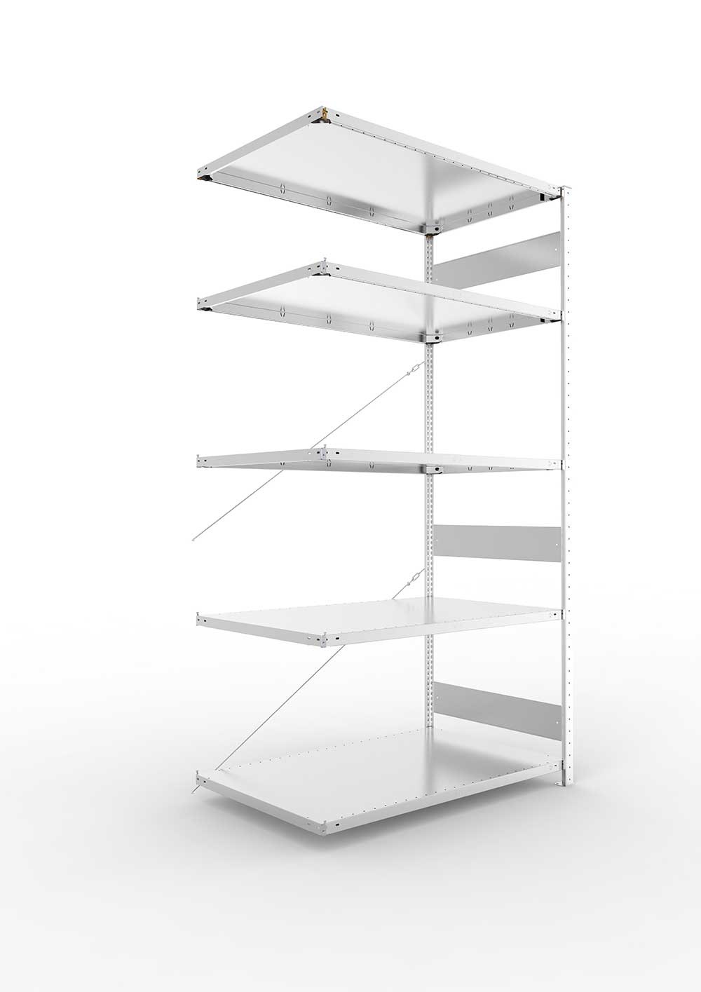 Metallregal Pro-Flex Stecksystem Anbauregal – 250×130×80 cm, 230 kg, verzinkt, 5 Böden