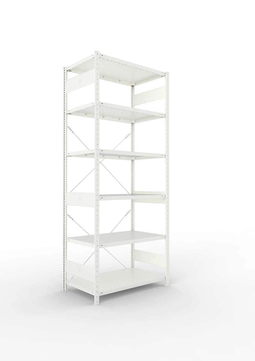 Metallregal Pro-Max Stecksystem Grundregal – 250×100×60 cm, 150 kg, RAL 7035, 6 Böden