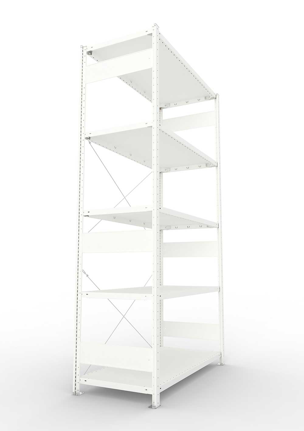 Metallregal Pro-Max Stecksystem Grundregal – 250×130×60 cm, 230 kg, RAL 7035, 5 Böden