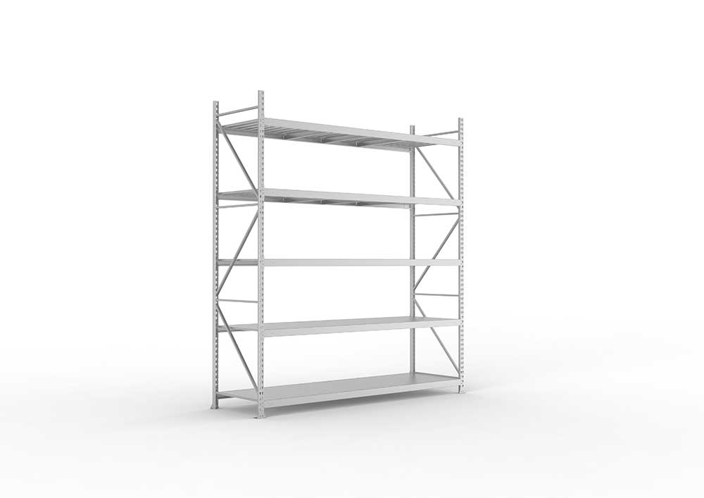 Weitspannregal Grundregal 300×260×80 cm – Stahlpaneele, verzinkt