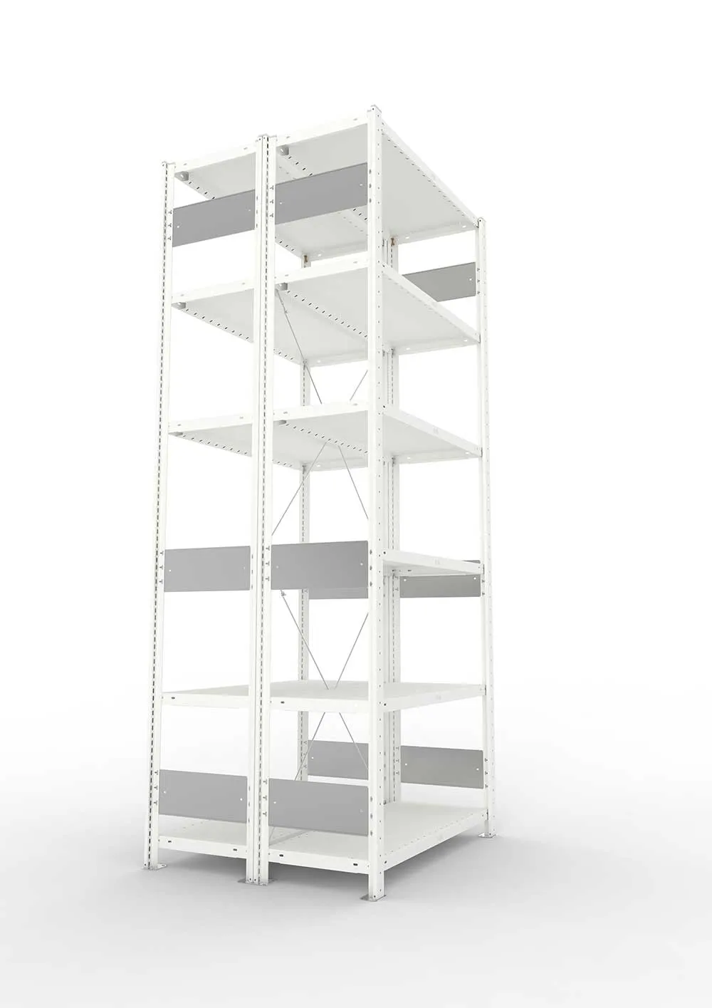 Metallregal Pro-Flex Stecksystem Doppelgrundregal – 250×100×30 cm, 230 kg, RAL 7035