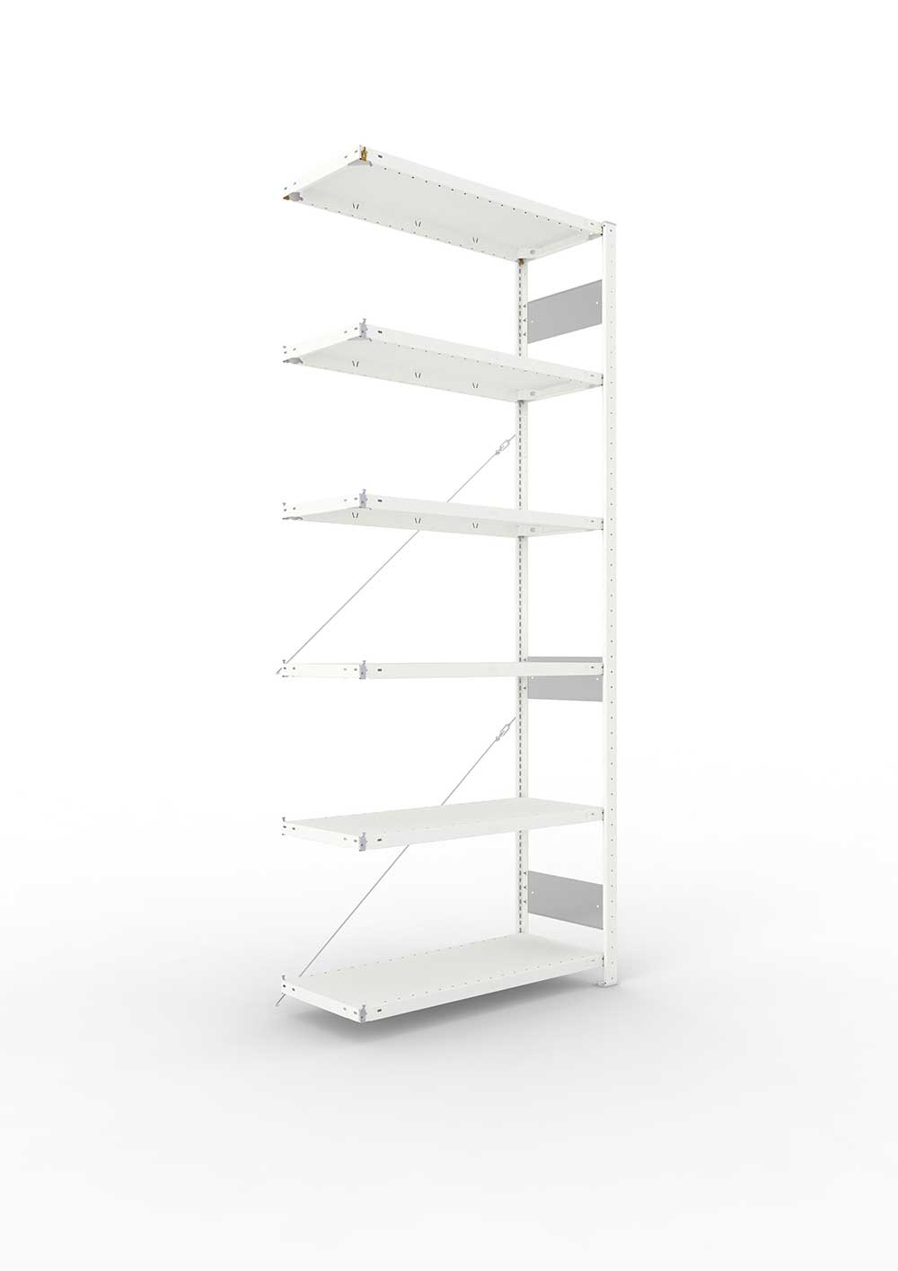 Metallregal Pro-Flex Stecksystem Anbauregal – 250×100×40 cm, 150 kg, RAL 7035, 6 Böden