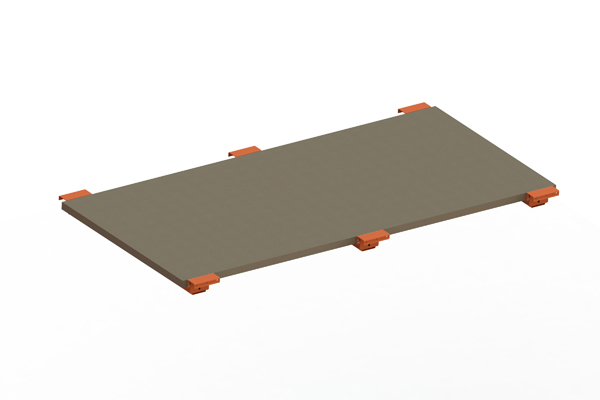 Palettenregal Spanplattenboden 2200 x 1100 x 38 mm mit abgesetzten Tiefenauflagen für Palettenregal Patronum