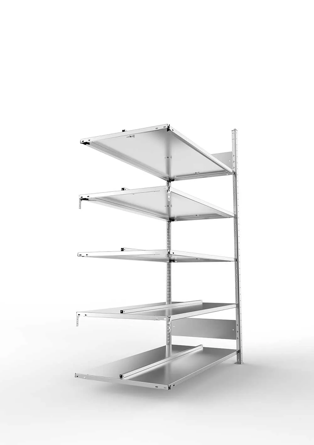 Büroregal Pro-Flex Stecksystem Anbauregal – 185×125×60 cm, verzinkt, doppelseitig