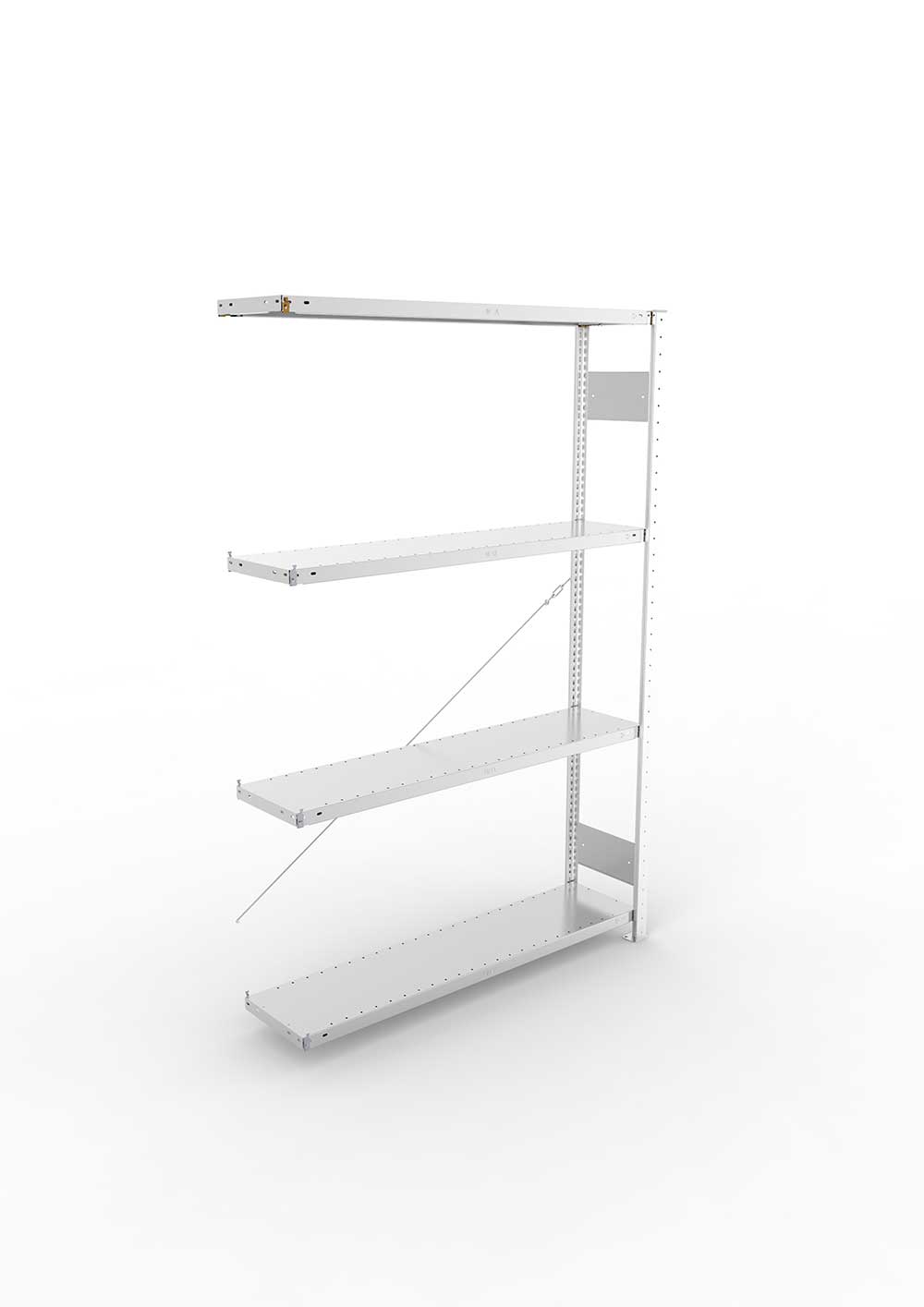 Metallregal Pro-Flex Stecksystem Anbauregal – 200×130×30 cm, 230 kg, verzinkt, 4 Böden