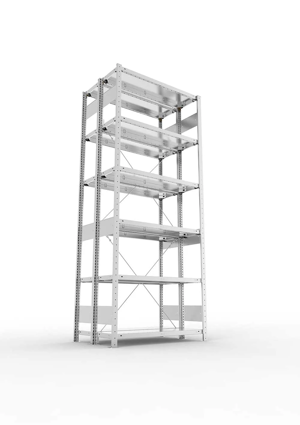Metallregal Pro-Flex Stecksystem Doppelgrundregal – 250×100×30 cm, 150 kg, verzinkt
