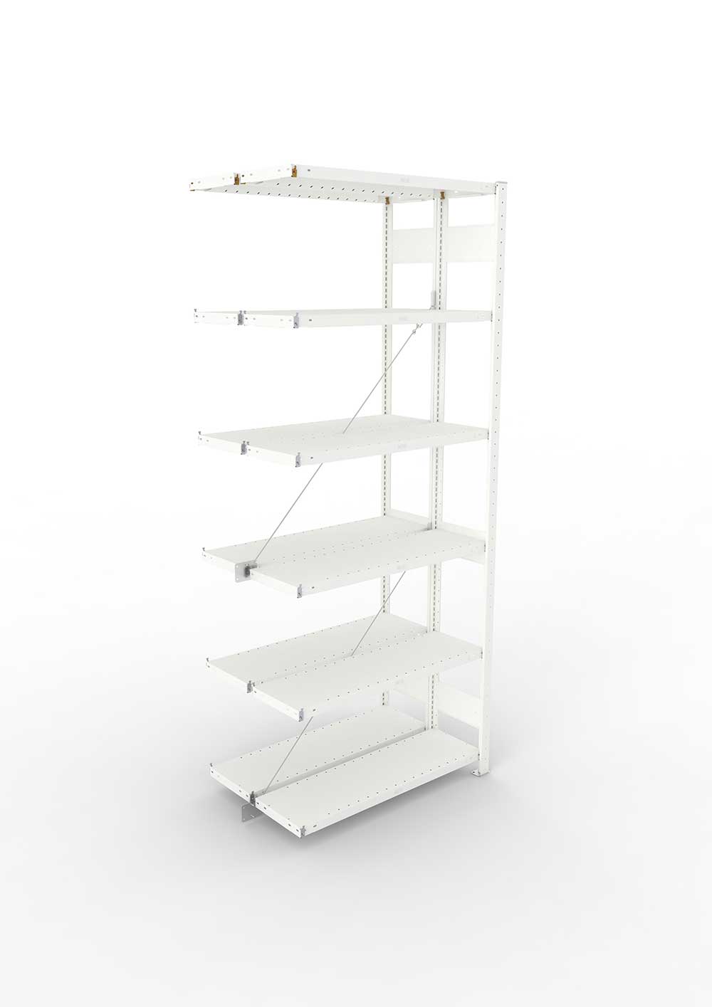 Metallregal Pro-Max Stecksystem Doppelanbauregal – 250×100×30 cm, 230 kg, RAL 7035