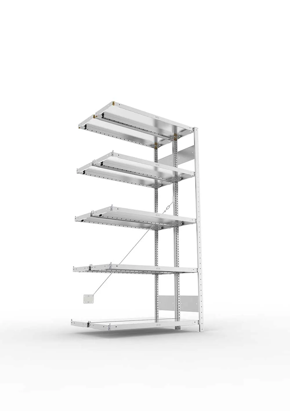 Metallregal Pro-Flex Stecksystem Doppelanbauregal – 200×100×30 cm, 230 kg, verzinkt