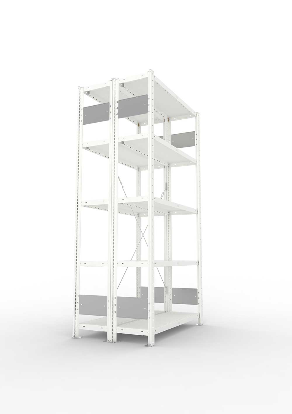 Metallregal Pro-Flex Stecksystem Doppelgrundregal – 200×100×30 cm, 230 kg, RAL 7035