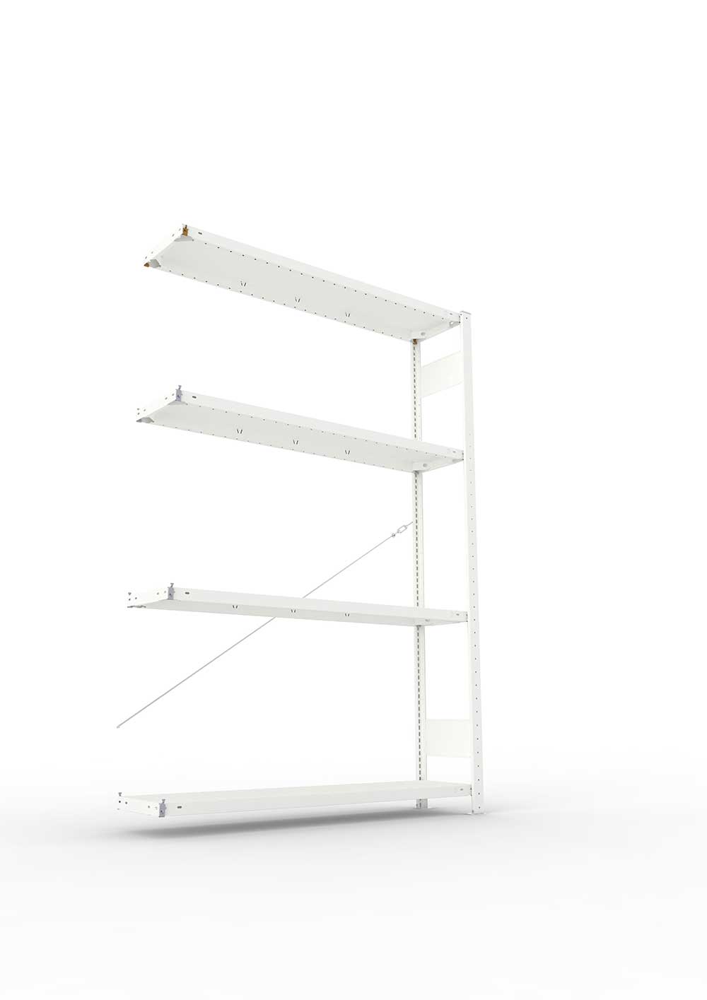 Metallregal Pro-Max Stecksystem Anbauregal – 200×130×30 cm, 230 kg, RAL 7035, 4 Böden