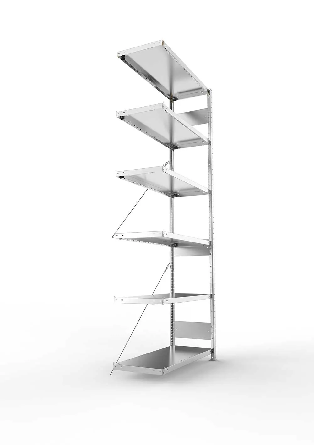Kellerregal Pro-Flex Stecksystem Anbauregal – 250×100×40 cm, 230 kg, verzinkt, 6 Böden