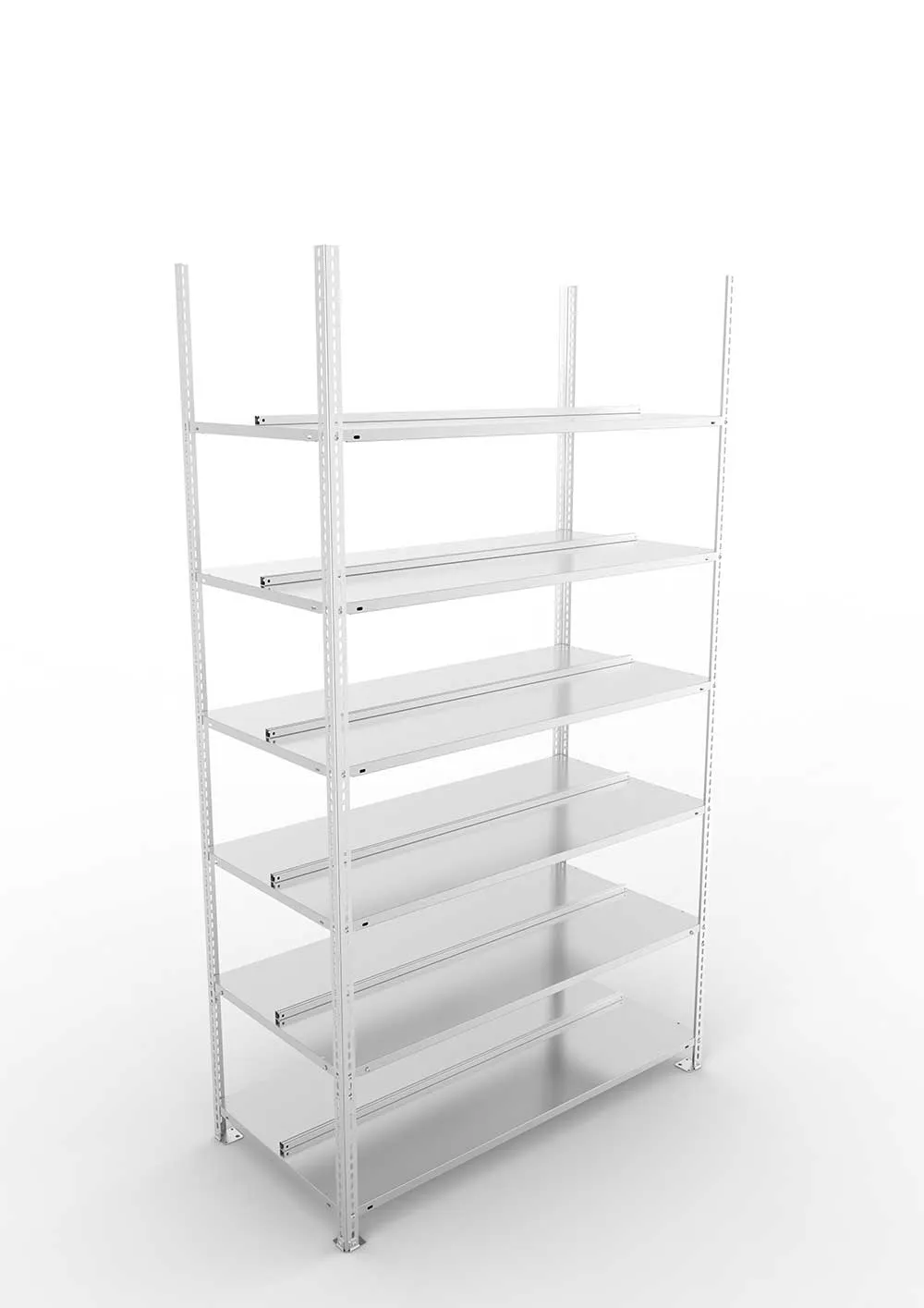 Büroregal Pro Schraubsystem Grundregal – 220×125×60 cm, verzinkt