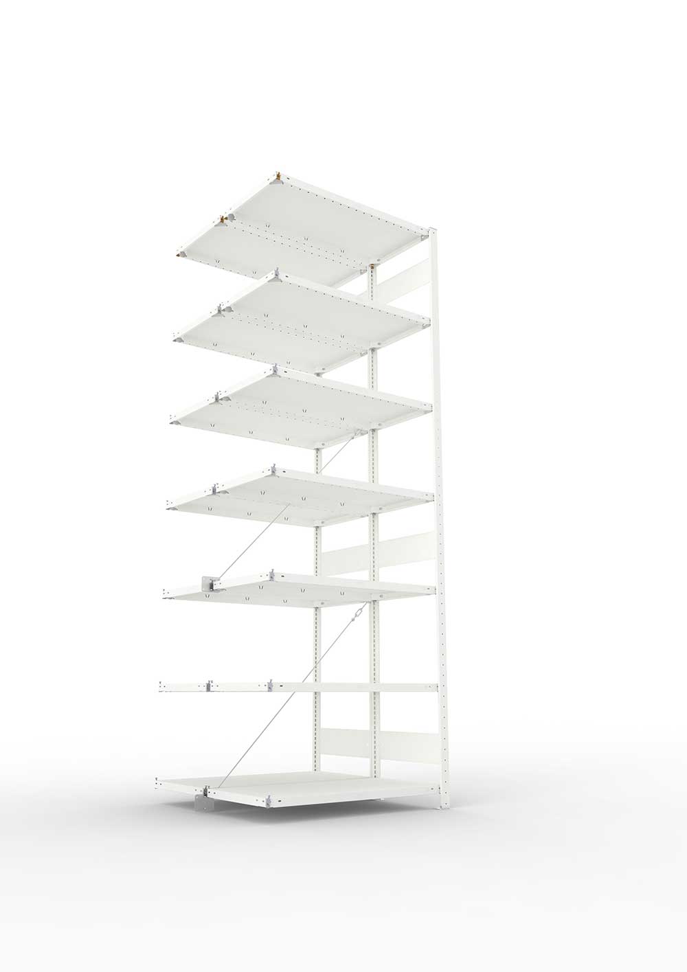Metallregal Pro-Max Stecksystem Doppelanbauregal – 300×100×50 cm, 150 kg, RAL 7035