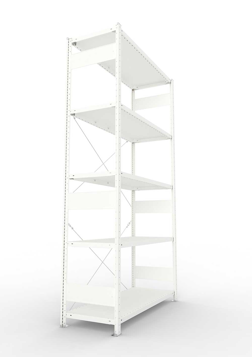 Metallregal Pro-Max Stecksystem Grundregal – 250×130×50 cm, 230 kg, RAL 7035, 5 Böden