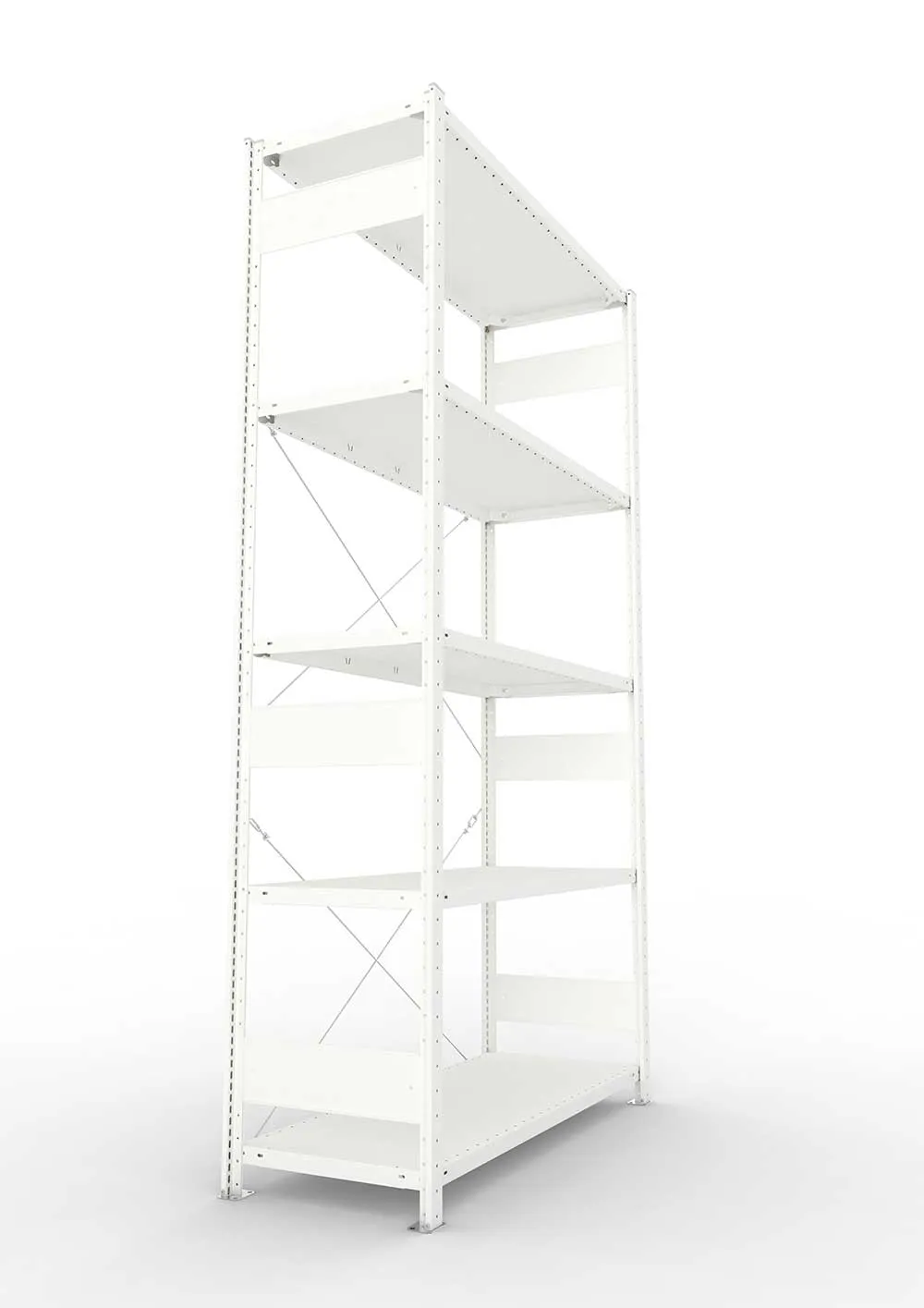 Metallregal Pro-Max Stecksystem Grundregal – 250×130×50 cm, 230 kg, RAL 7035, 5 Böden