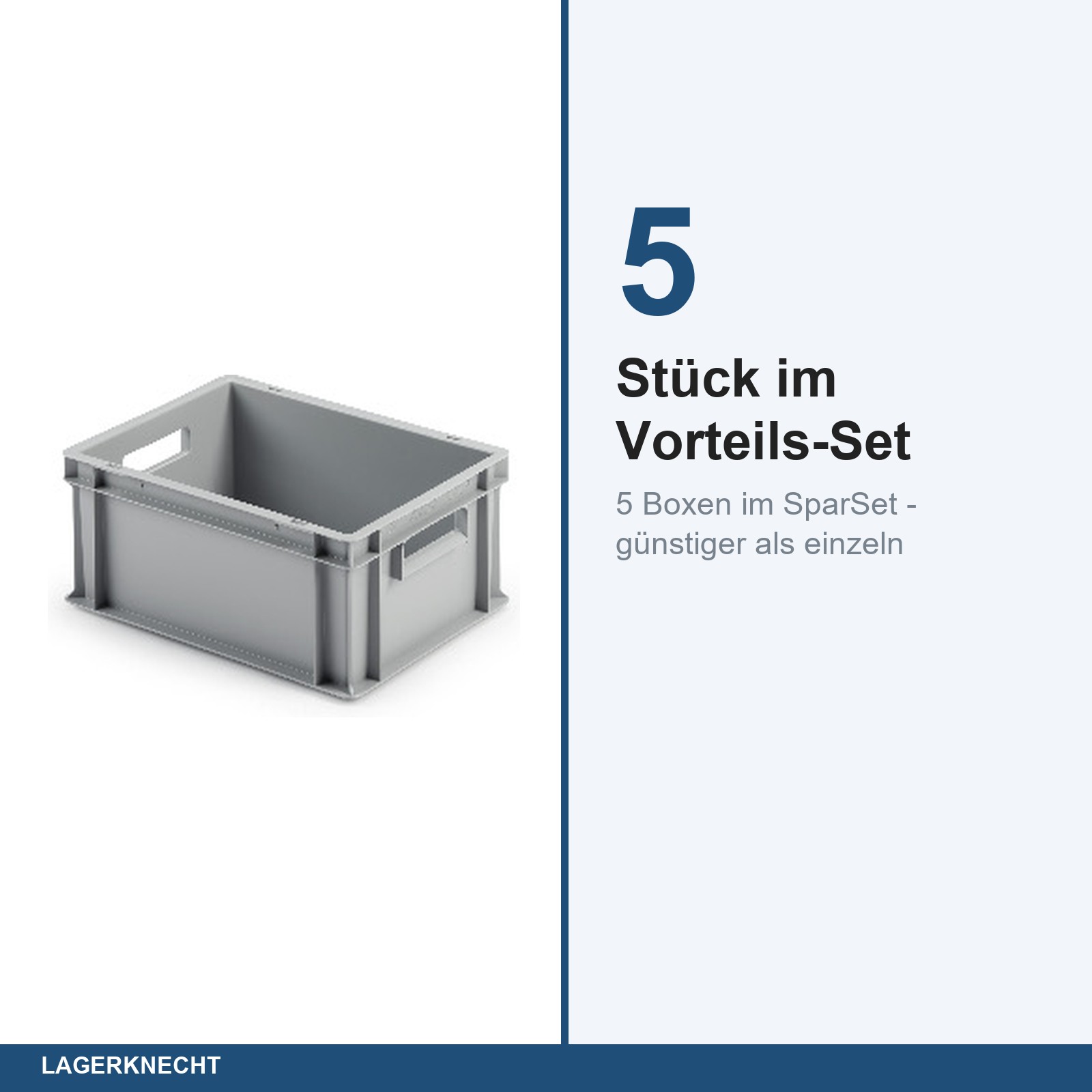 5x Eurobox 40x30x17 cm - UNISTA, Griffe offen