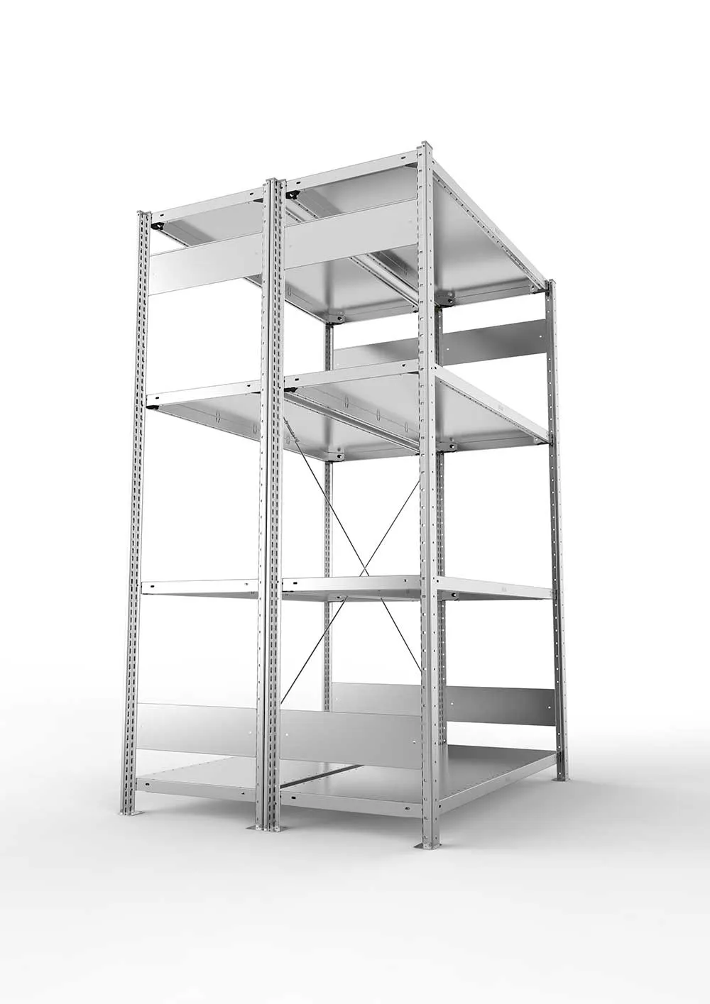 Metallregal Pro-Max Stecksystem Doppelgrundregal – 200×130×50 cm, 230 kg, verzinkt